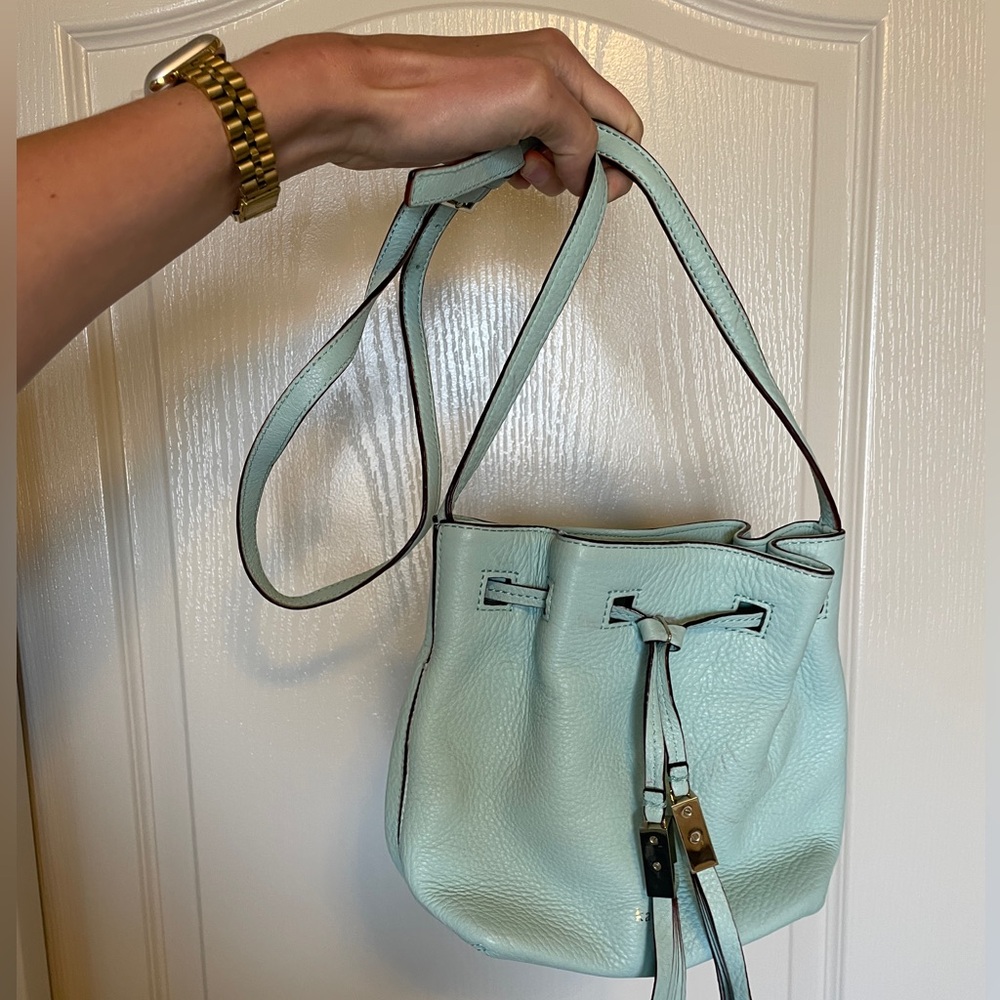 Kate Spade Mint Green Leather Drawstring Bag